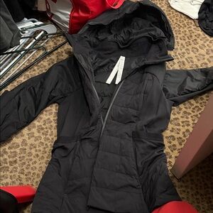 Women's Black Hooded Lululemon running jacket size 8